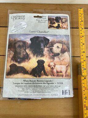 Candamar Printed Cross Stitch Kit 51318 Labrador Dog When Rascals Become Legends
